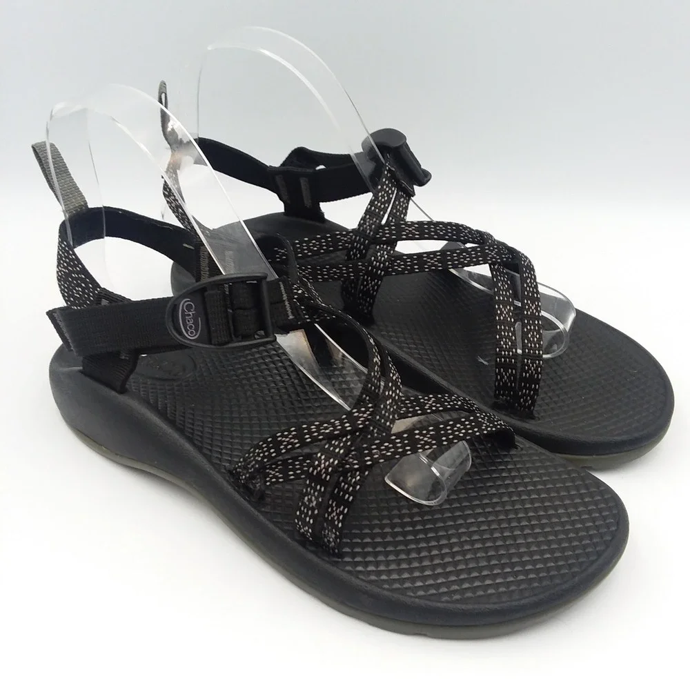 Chaco‎ ZX/1 EcoTread Sandals Kids' 6 Black White Sport Sandal Adjustable Straps